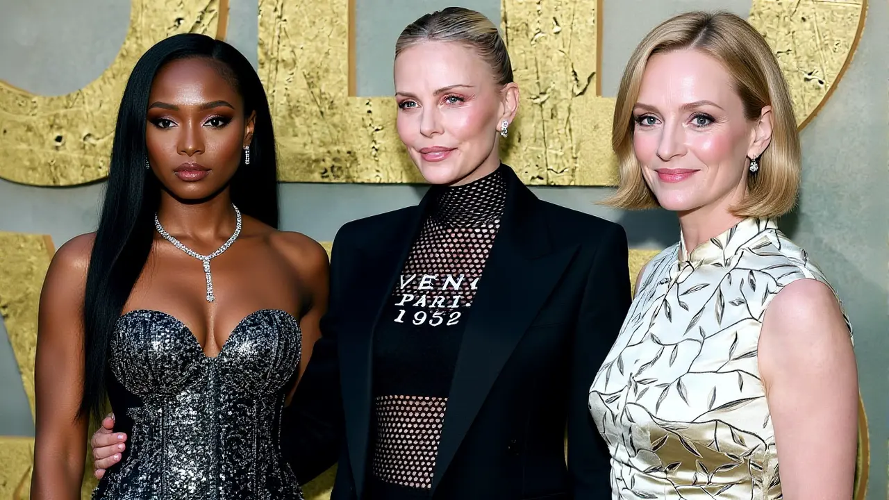 Charlize Theron usa lingerie como blusa em evento beneficente