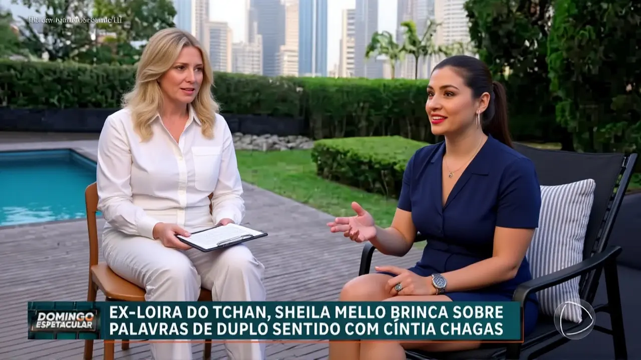 Cíntia Chagas e Sheila Mello debatem português no Domingo Espetacular